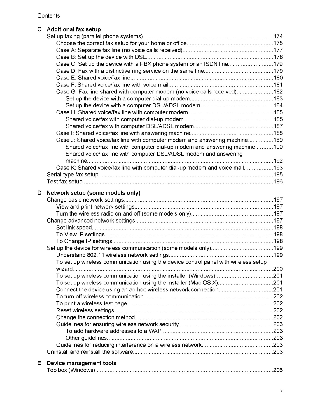 HP 4500 manual Additional fax setup, Network setup some models only, Device management tools 