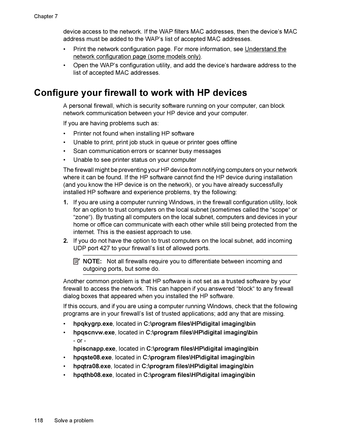 HP 4500 manual Configure your firewall to work with HP devices 