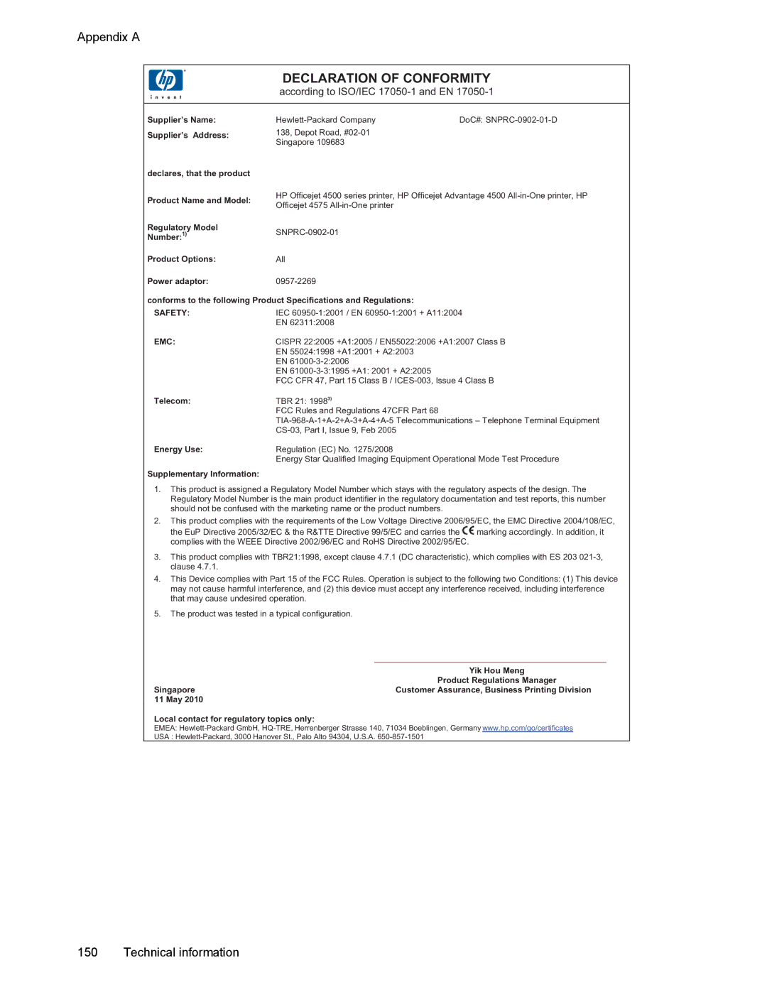 HP 4500 manual Energy Use 