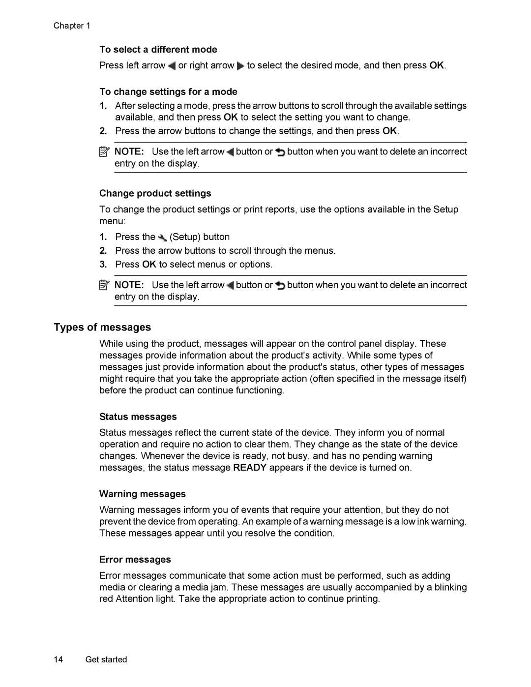 HP 4500 manual Types of messages 