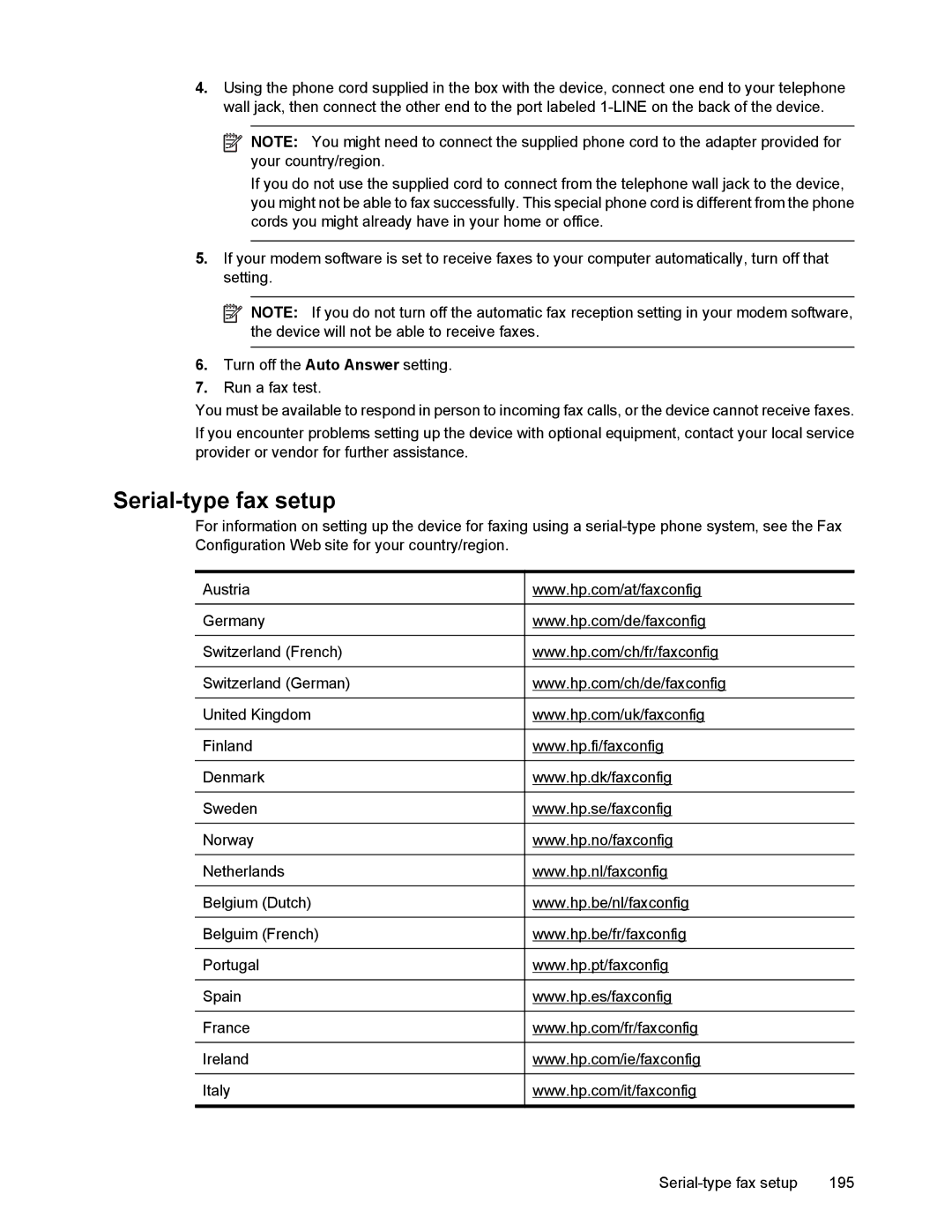 HP 4500 manual Serial-type fax setup 