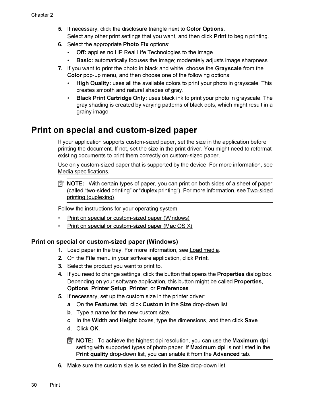 HP 4500 manual Print on special and custom-sized paper, Print on special or custom-sized paper Windows 