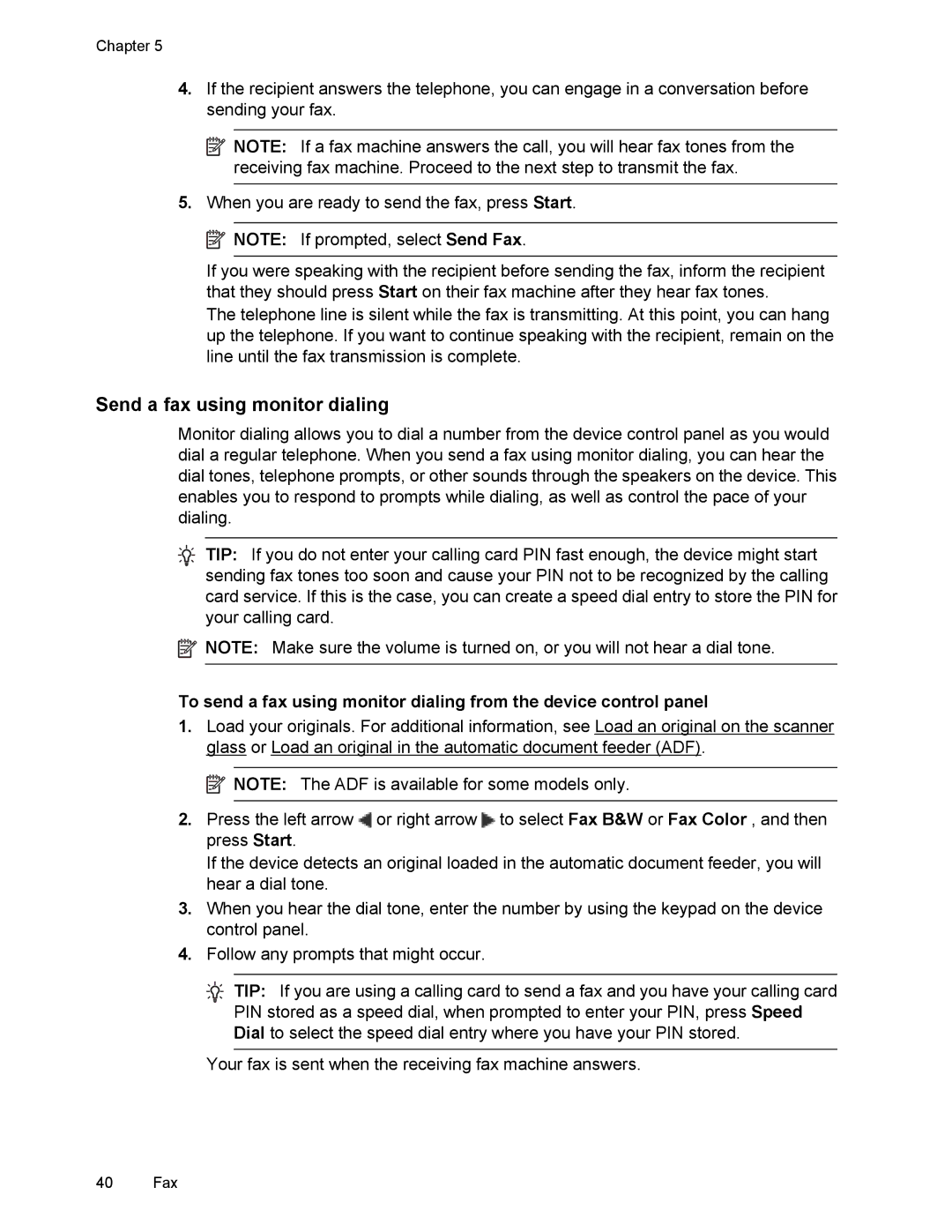 HP 4500 manual Send a fax using monitor dialing 