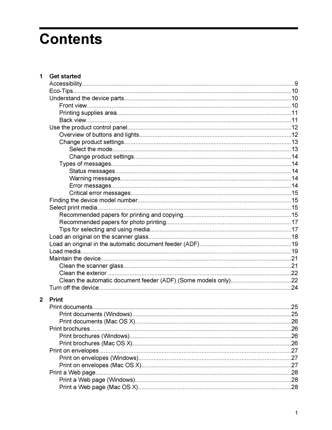 HP 4500 manual Contents 