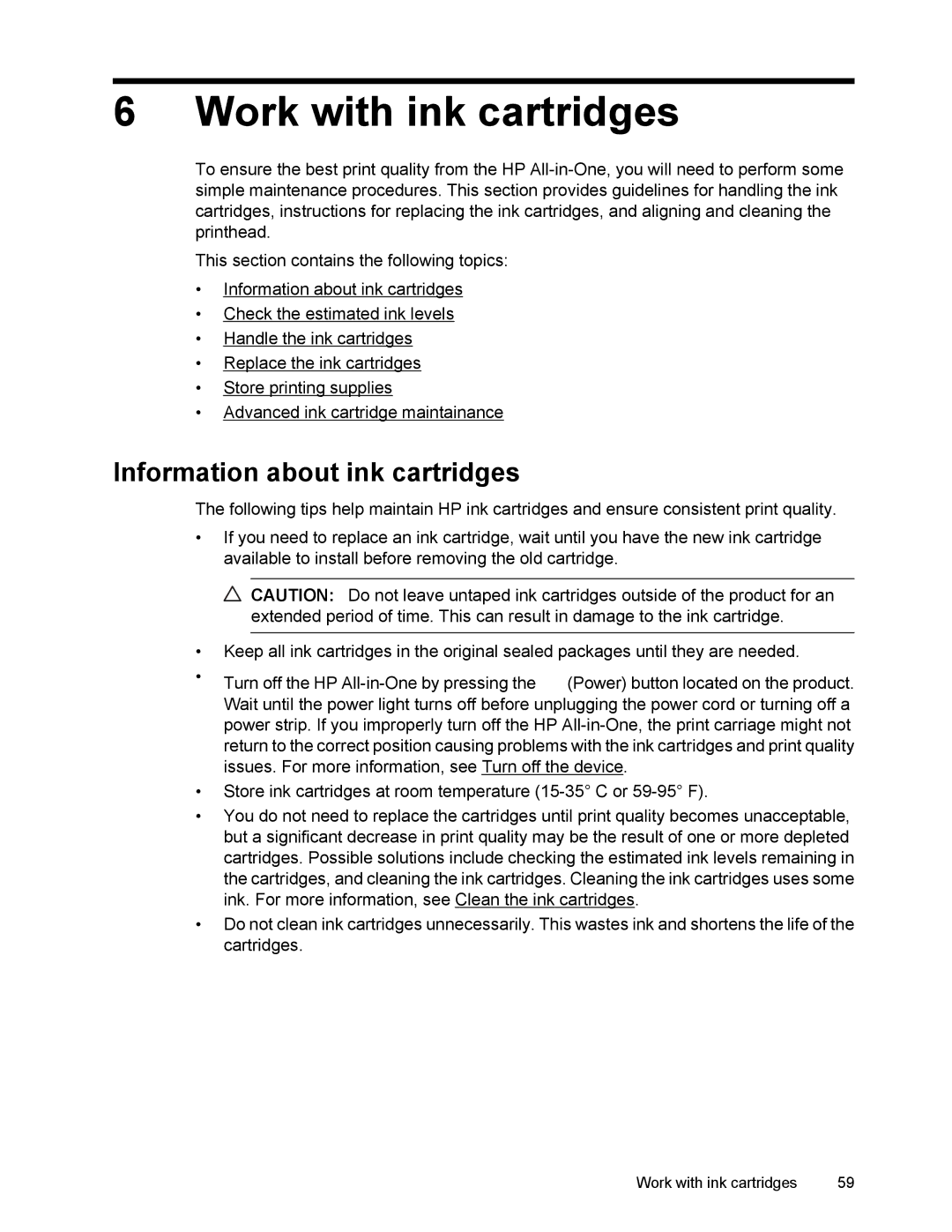 HP 4500 manual Work with ink cartridges, Information about ink cartridges 