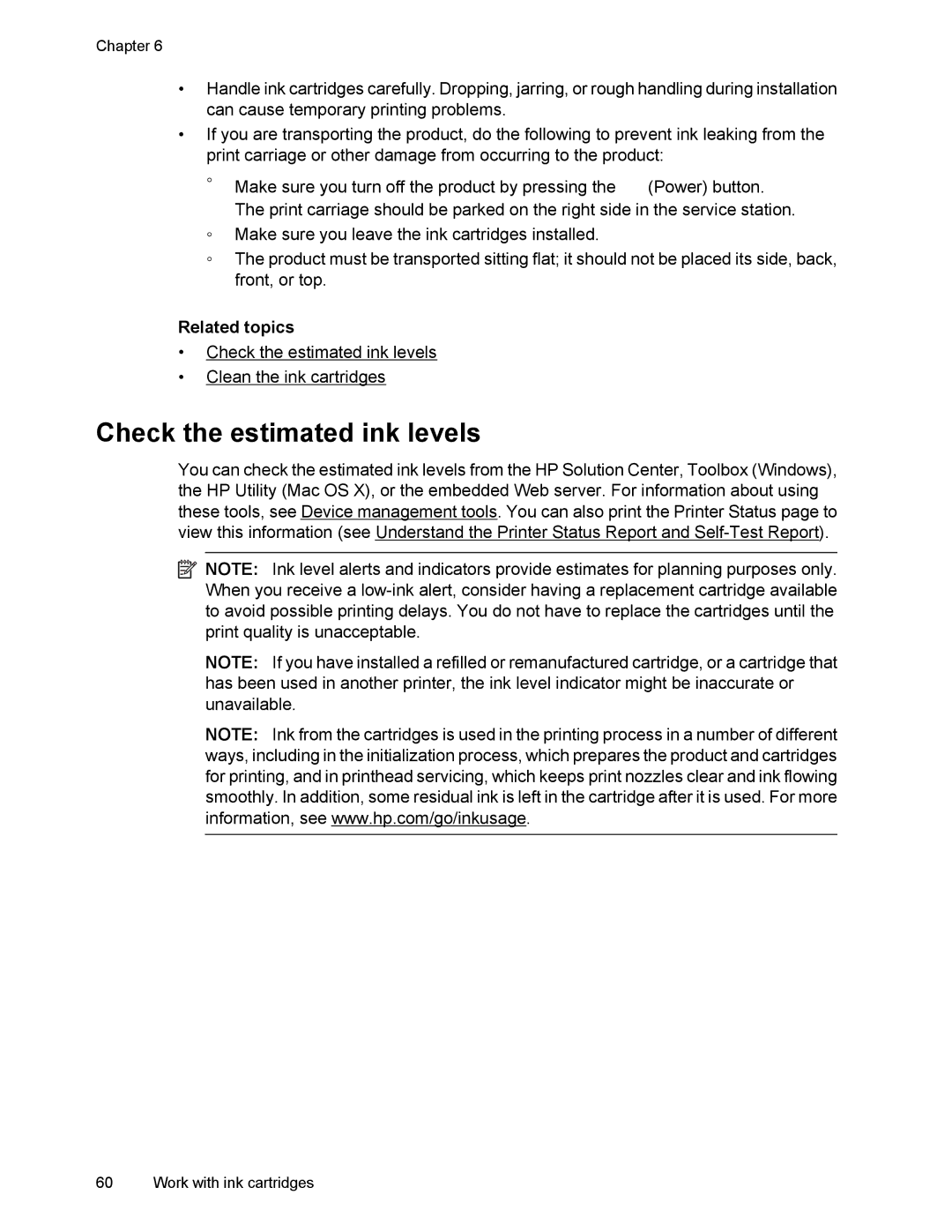 HP 4500 manual Check the estimated ink levels, Related topics 