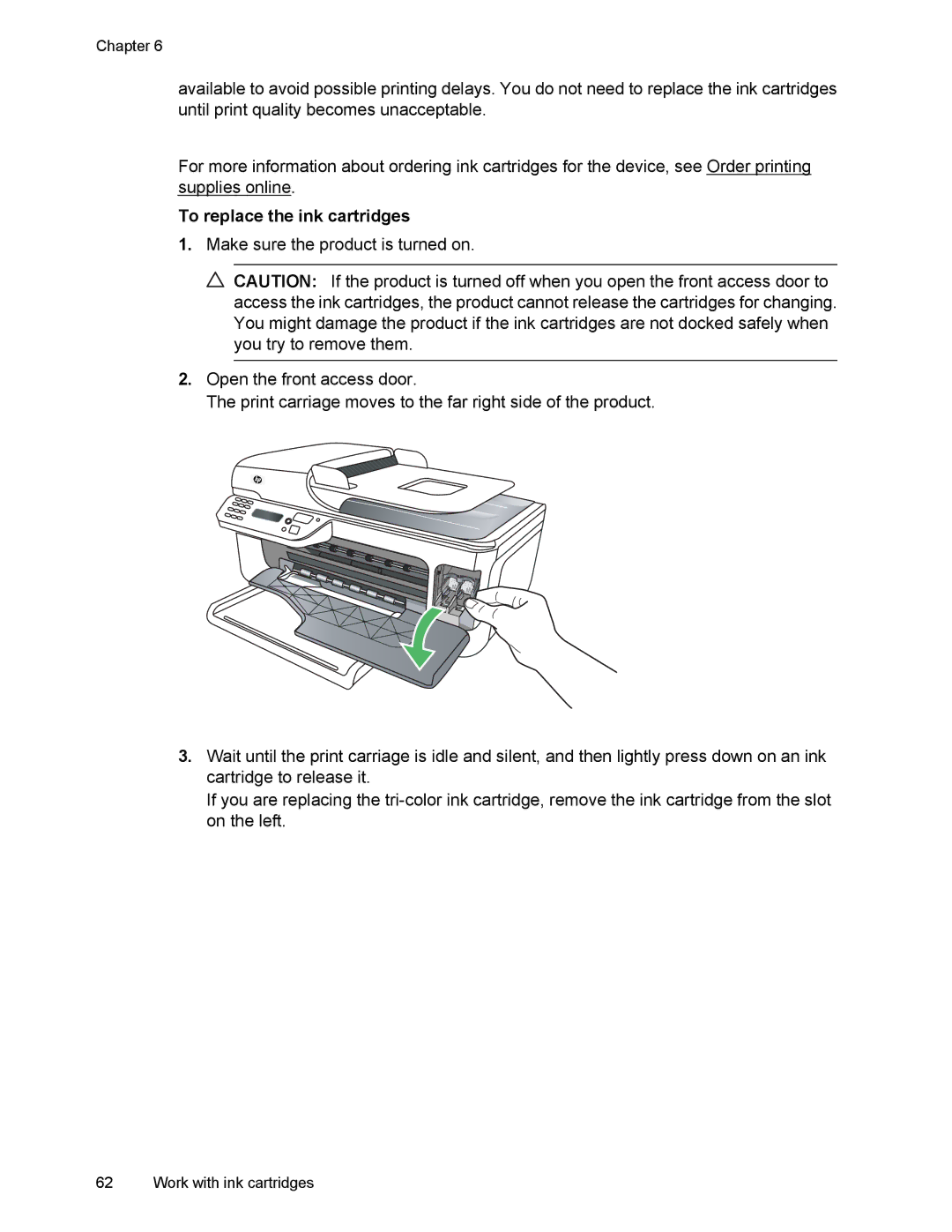 HP 4500 manual To replace the ink cartridges 