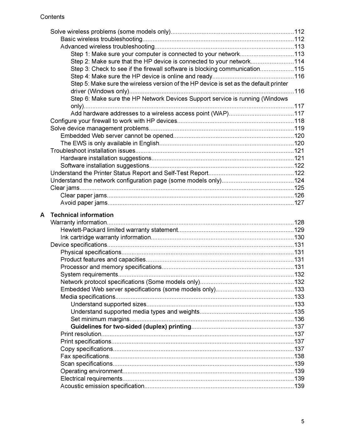 HP 4500 manual Technical information 