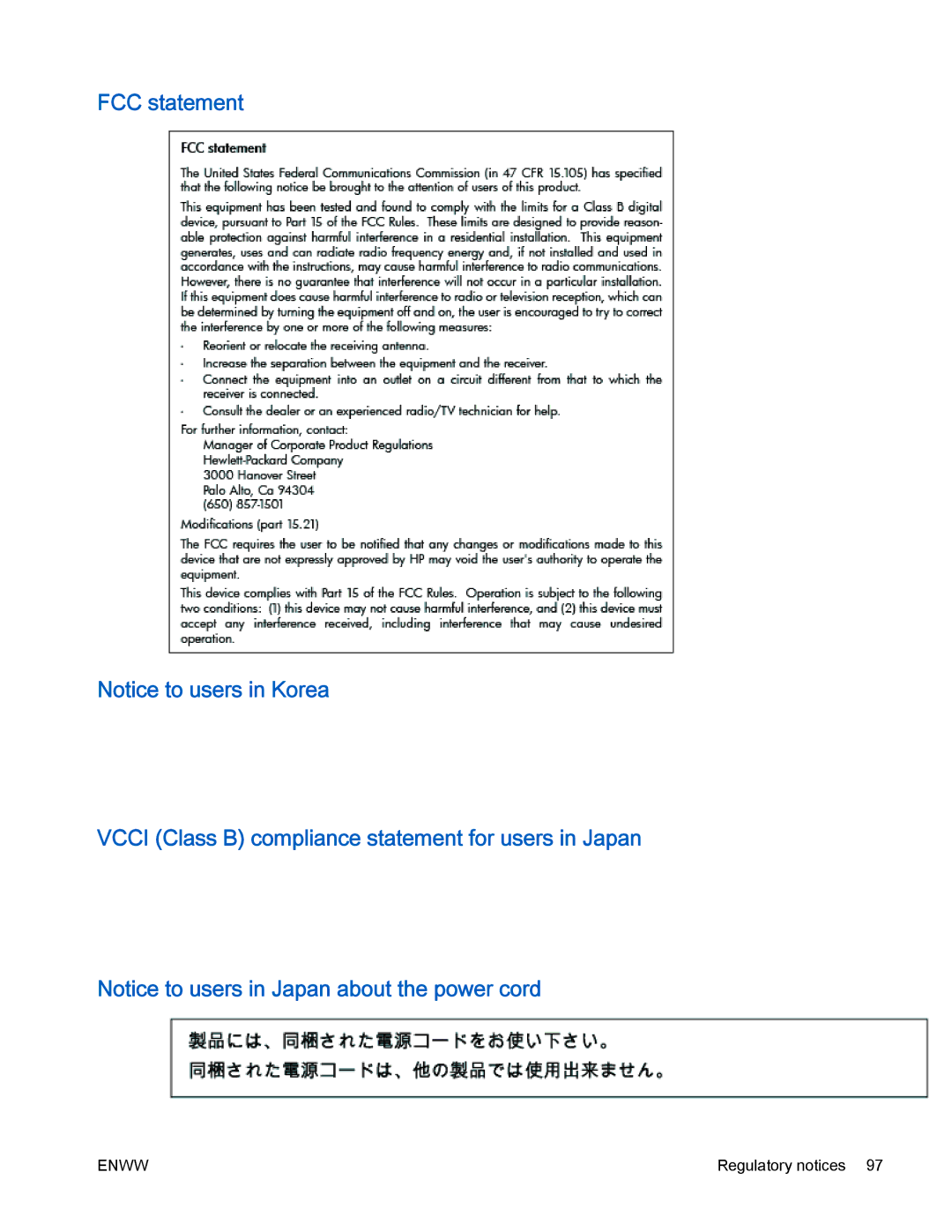 HP 4500 manual Regulatory notices 