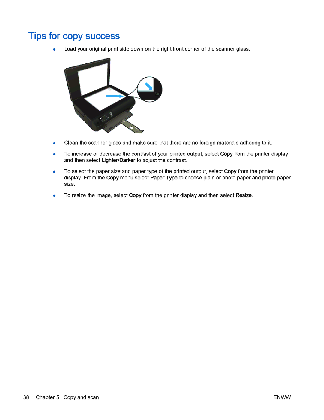 HP 4500 manual Tips for copy success 