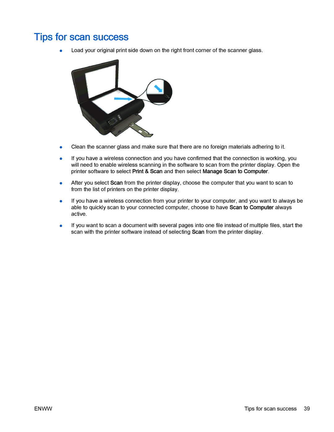 HP 4500 manual Tips for scan success 