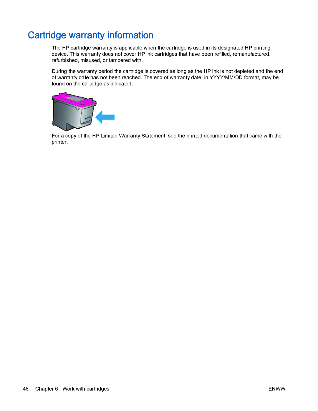 HP 4500 manual Cartridge warranty information 