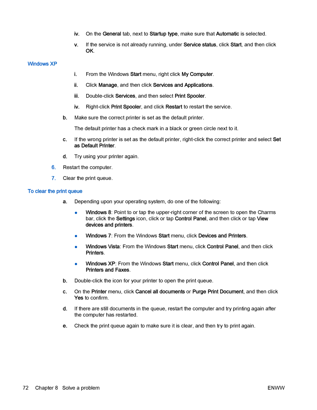 HP 4500 manual Windows XP, To clear the print queue 