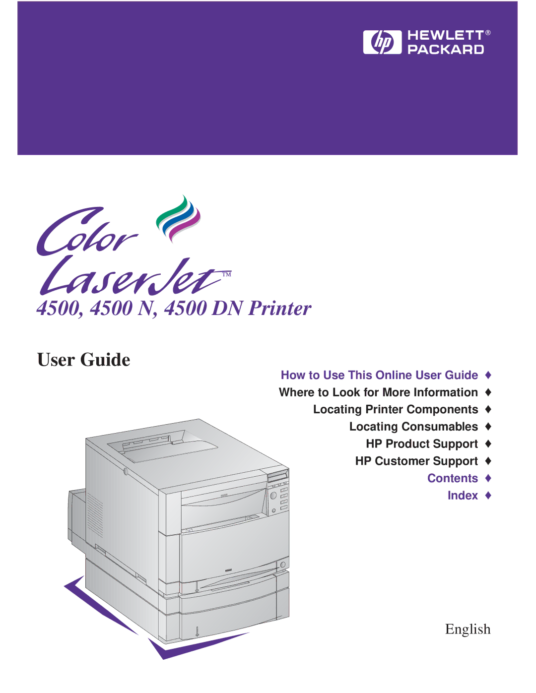 HP 4500DN manual 4500, 4500 N, 4500 DN Printer 