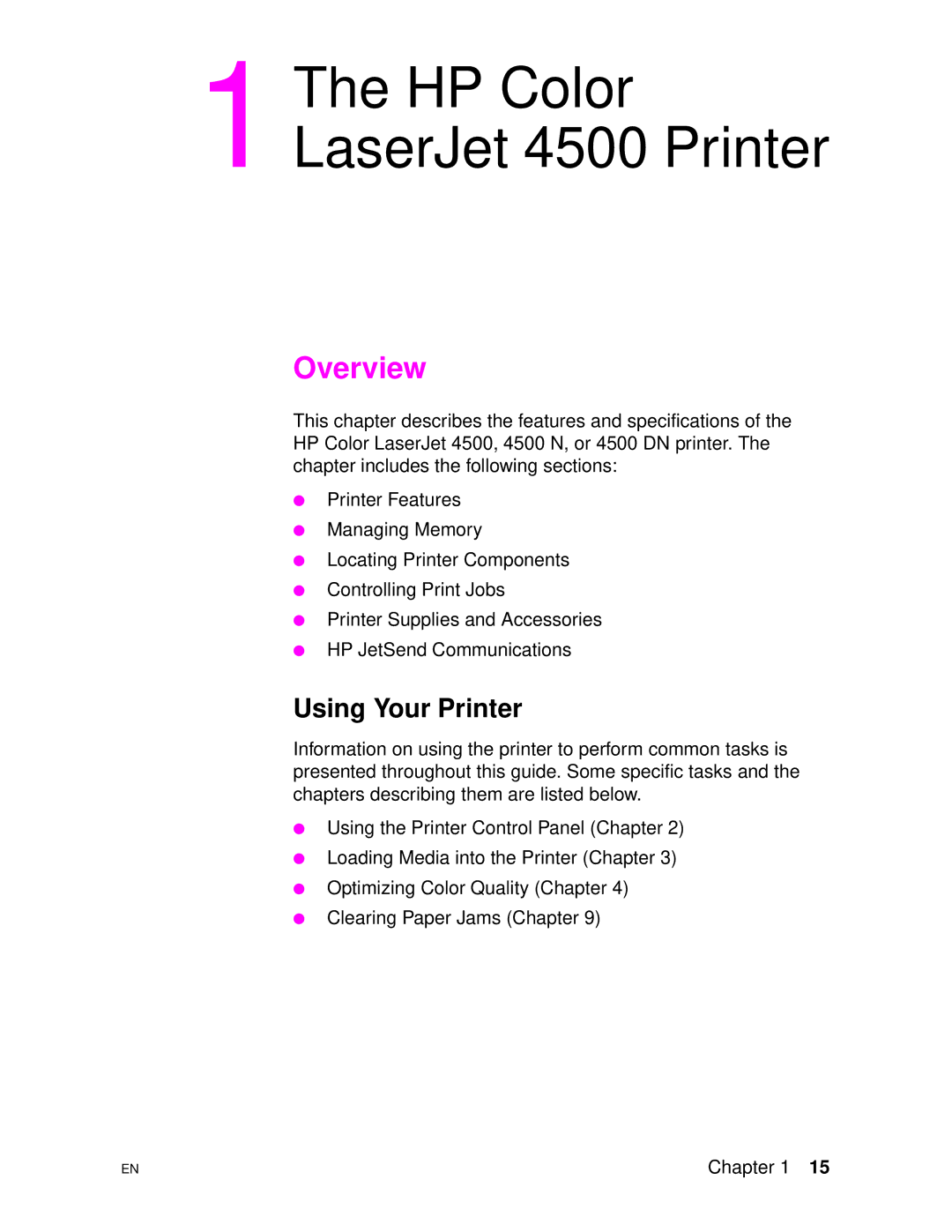 HP 4500DN manual HP Color LaserJet 4500 Printer, Overview, Using Your Printer 