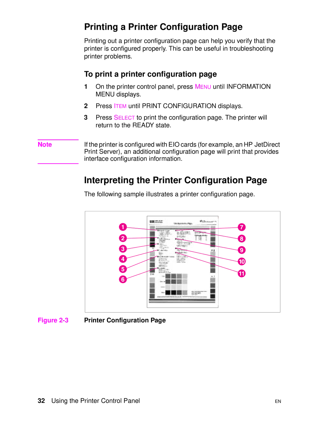 HP 4500DN manual Printing a Printer Configuration, Interpreting the Printer Configuration, To print a printer configuration 