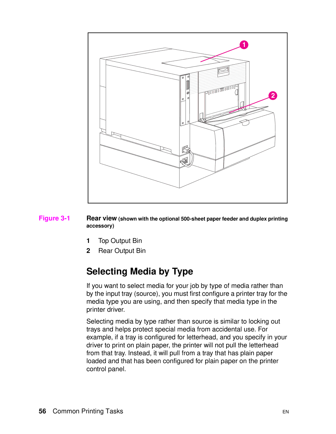 HP 4500DN manual Selecting Media by Type 