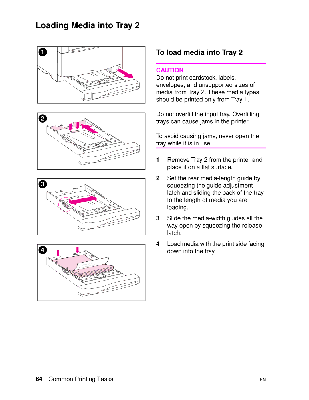 HP 4500DN manual Loading Media into Tray 