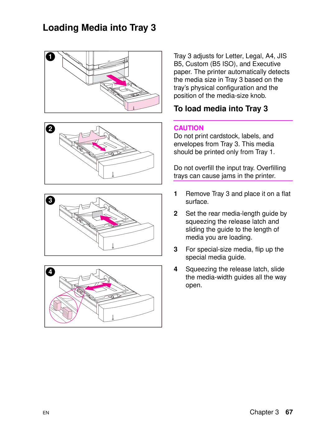 HP 4500DN manual Loading Media into Tray 