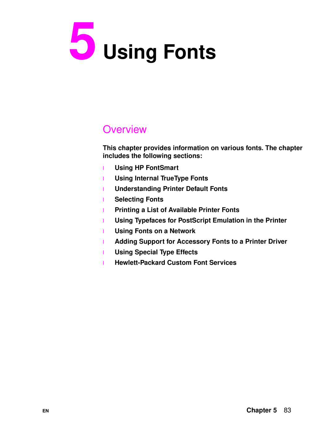 HP 4500DN manual Using Fonts, Overview 