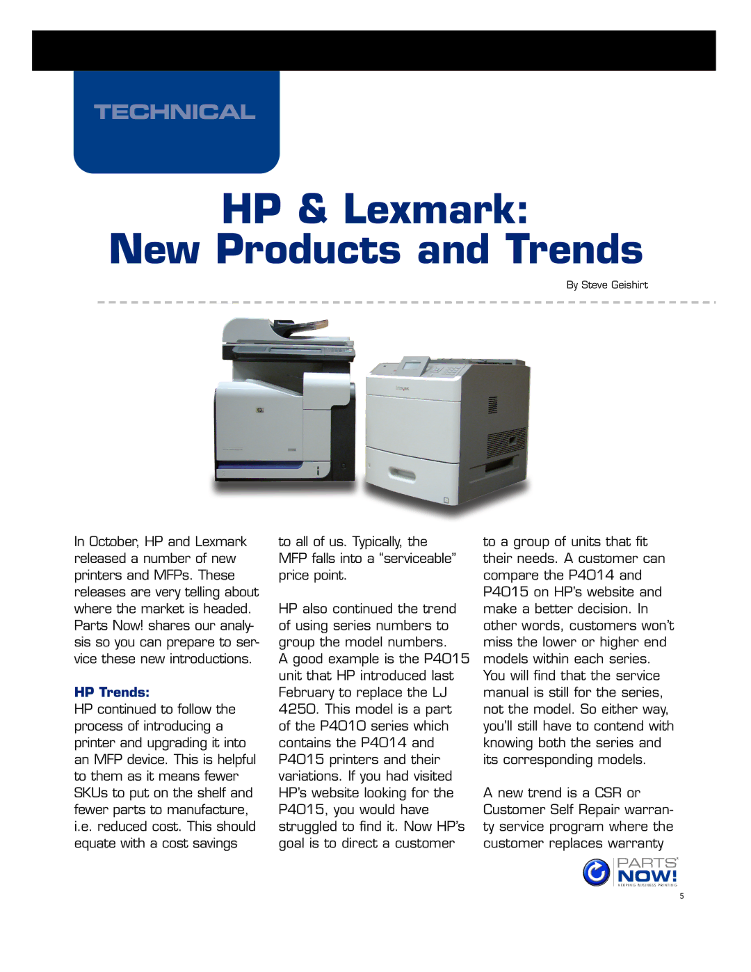 HP 4015, 4515, 4014 manual HP & Lexmark New Products and Trends, HP Trends 