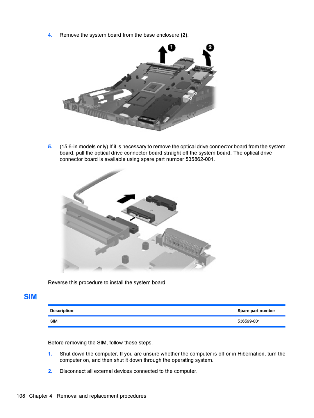 HP 4515S, 4416S, 4415S manual Sim, 536599-001 