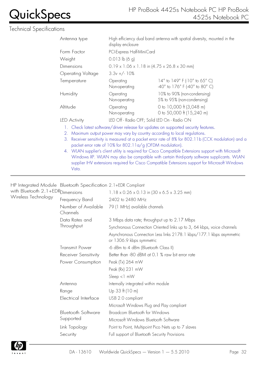 HP 4525S manual QuickSpecs 