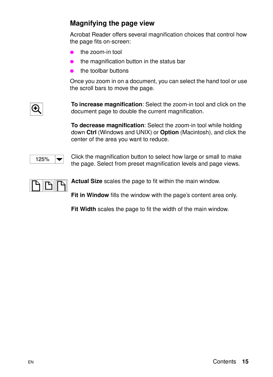 HP 4550 manual Magnifying the page view 