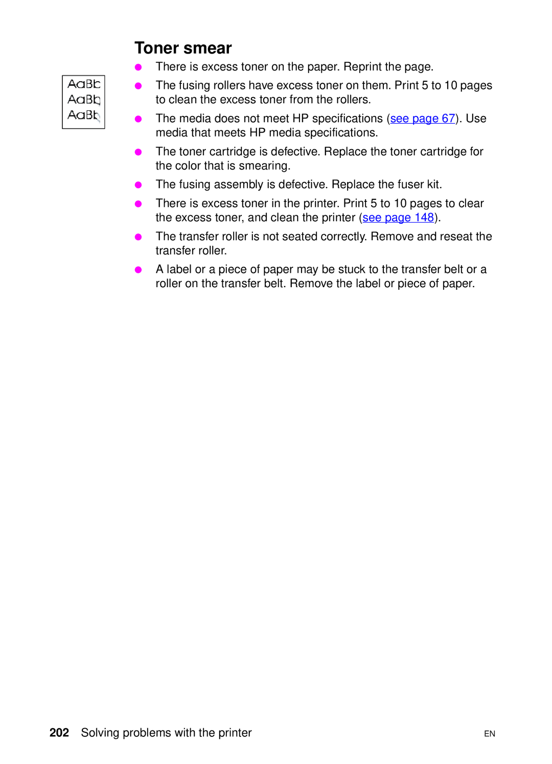 HP 4550 manual Toner smear 