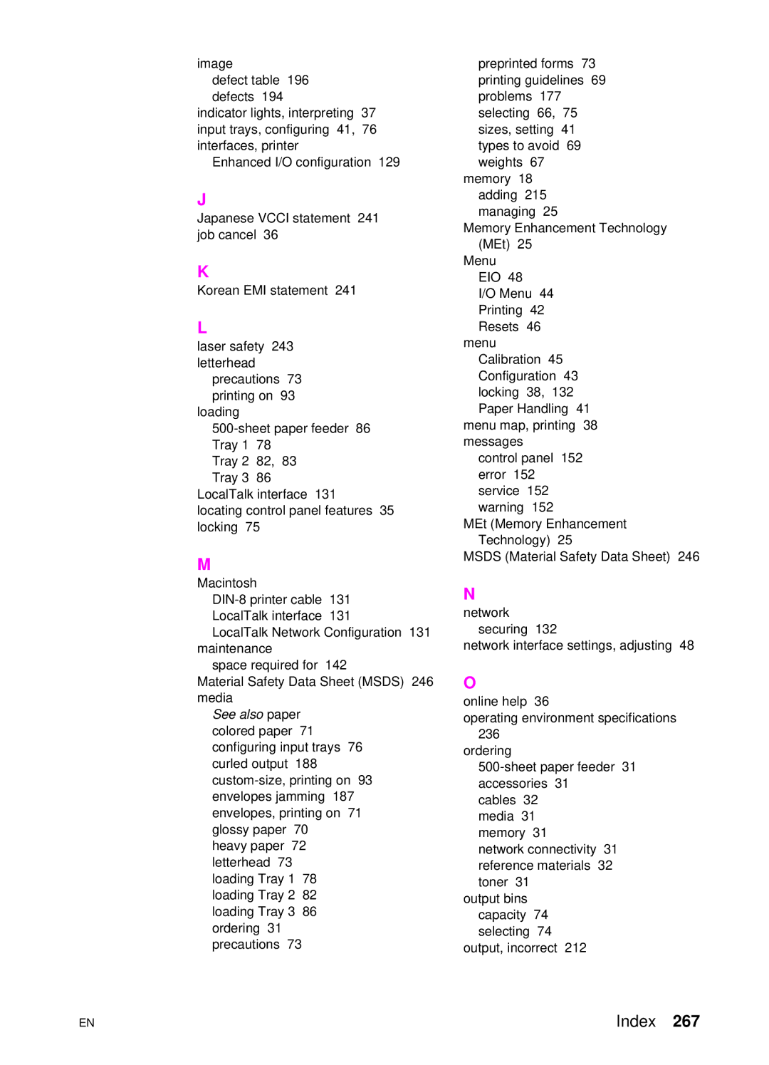 HP 4550 manual Index 