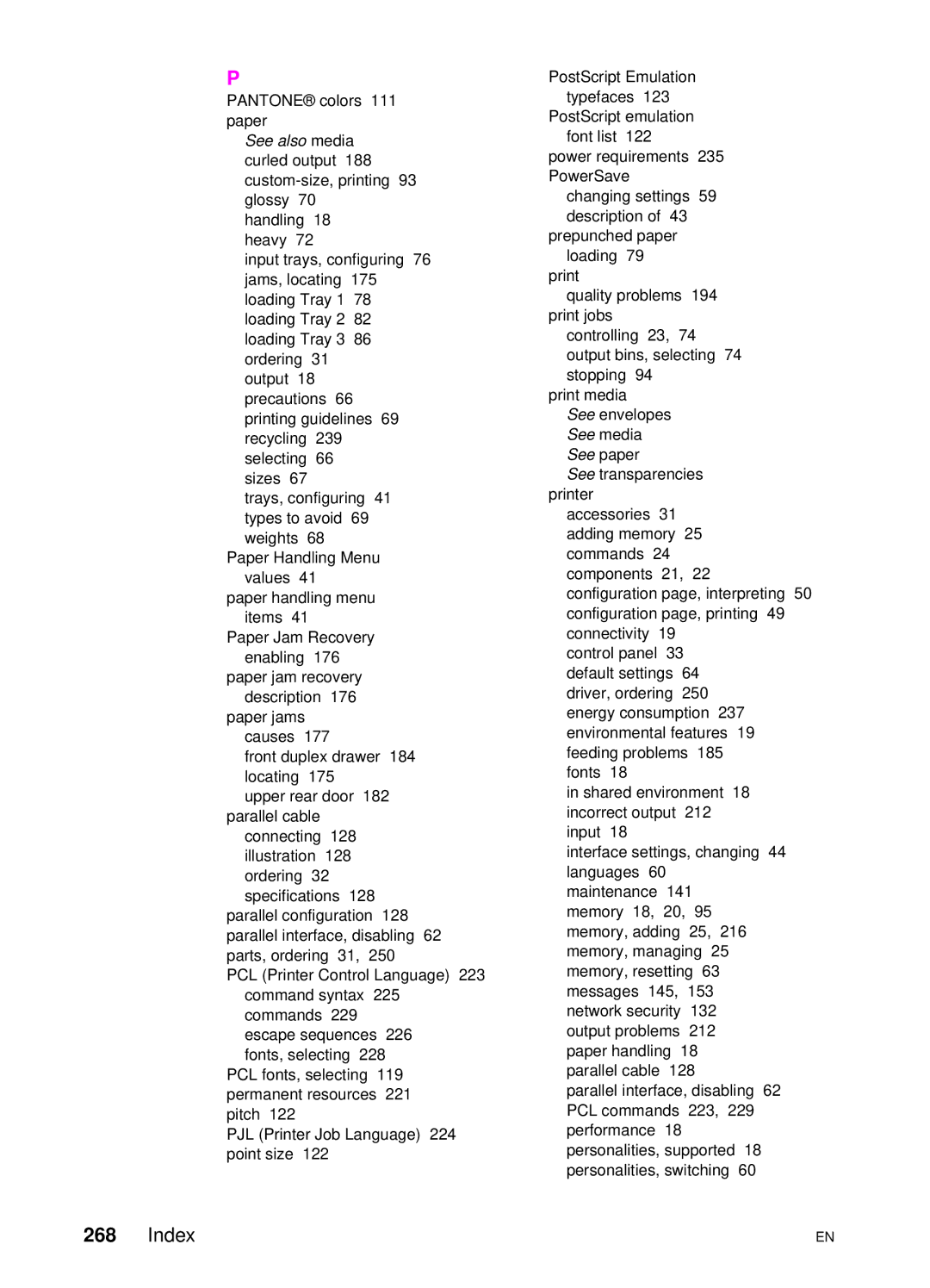 HP 4550 manual Index 