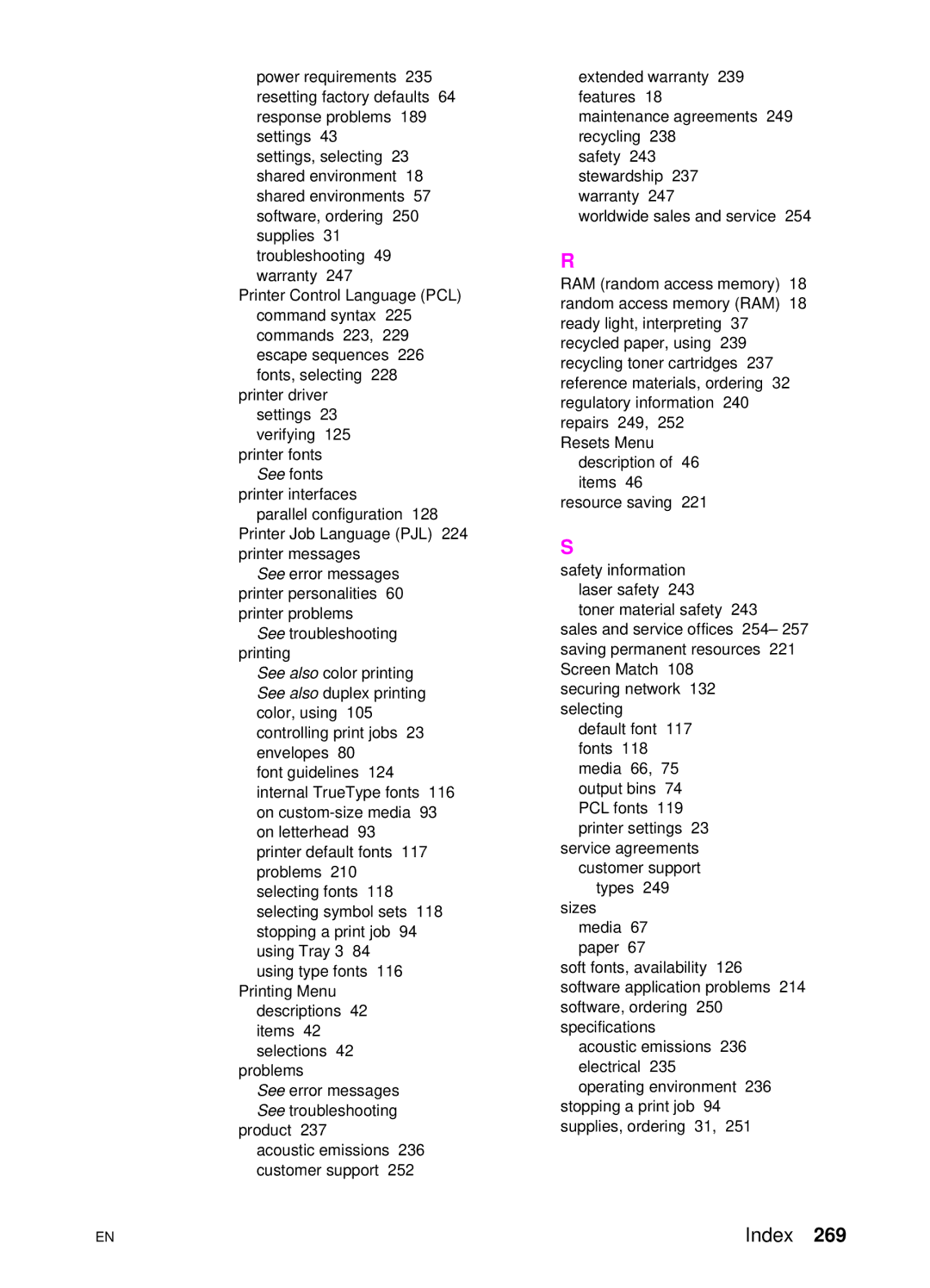 HP 4550 manual Index 