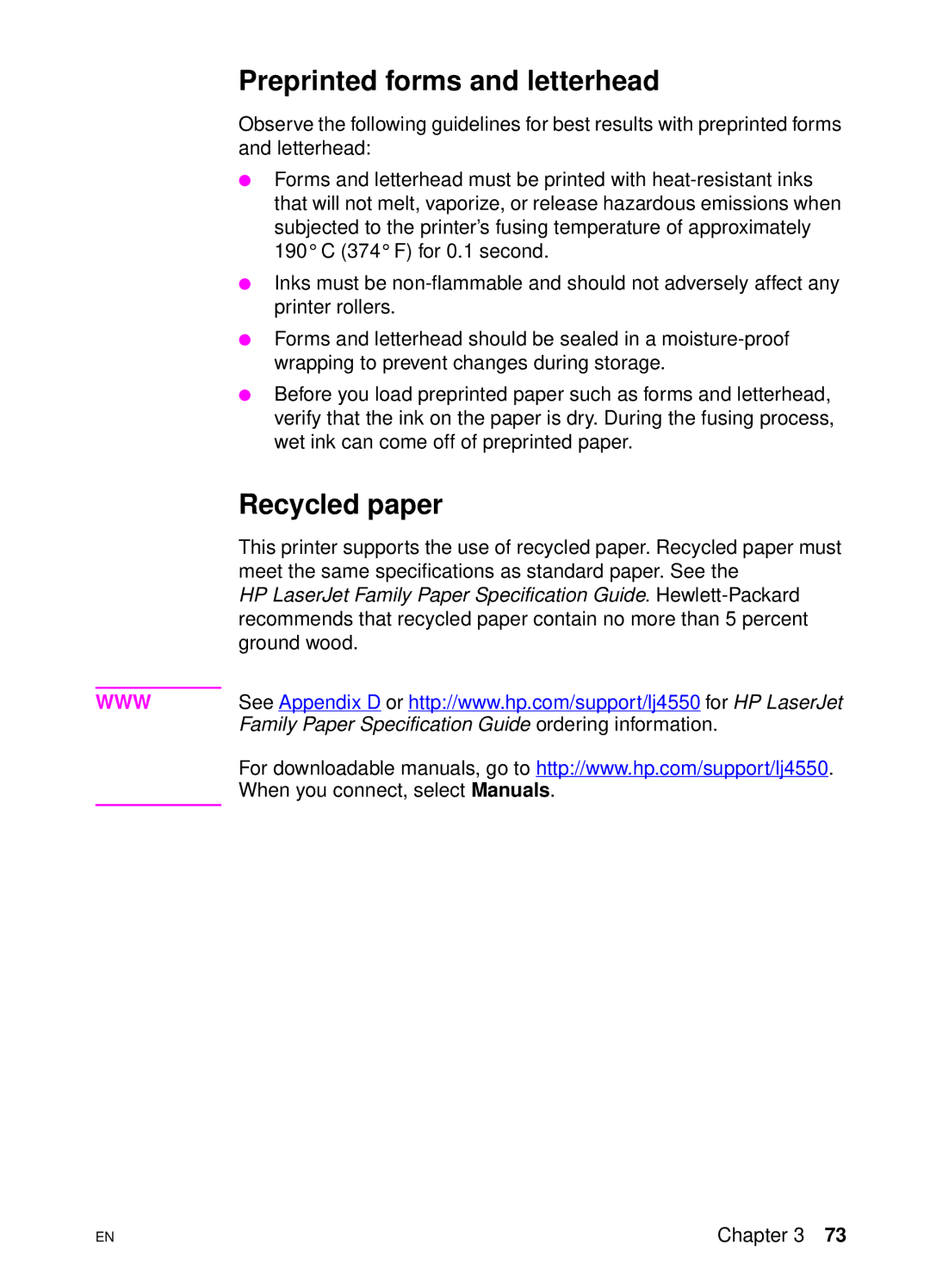 HP 4550 manual Preprinted forms and letterhead 