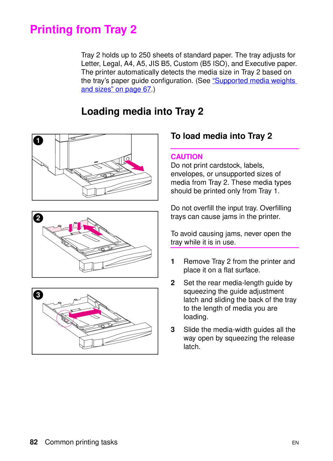 HP 4550 manual Printing from Tray, Loading media into Tray 