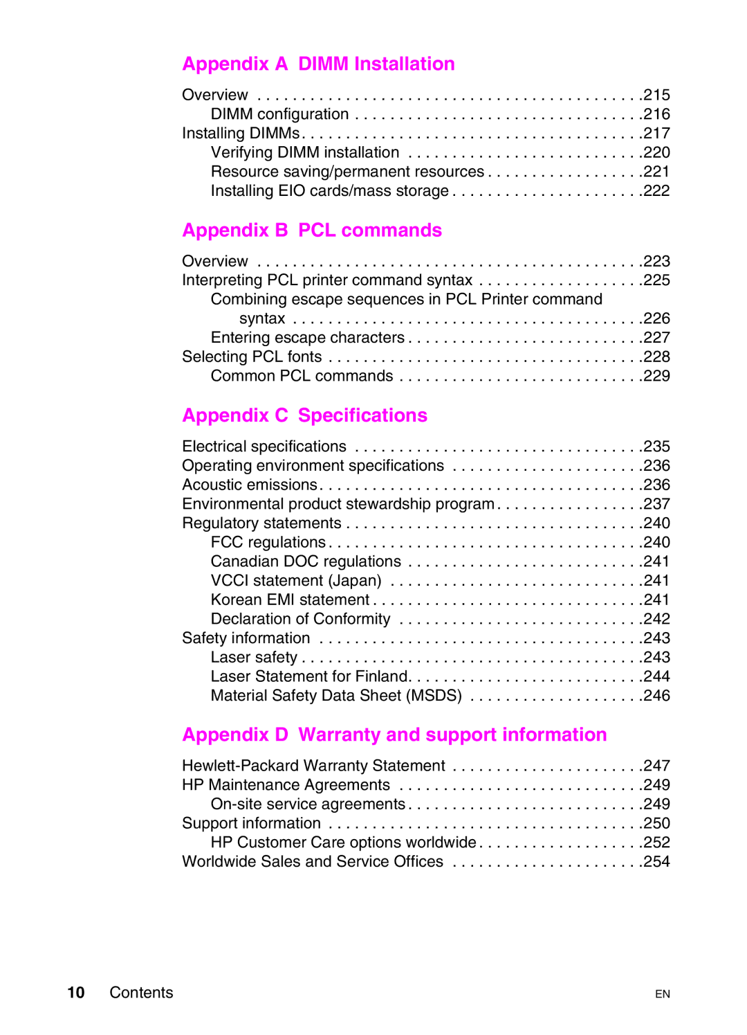 HP 4550N, 4550DN, 4550HDN manual Appendix a Dimm Installation 