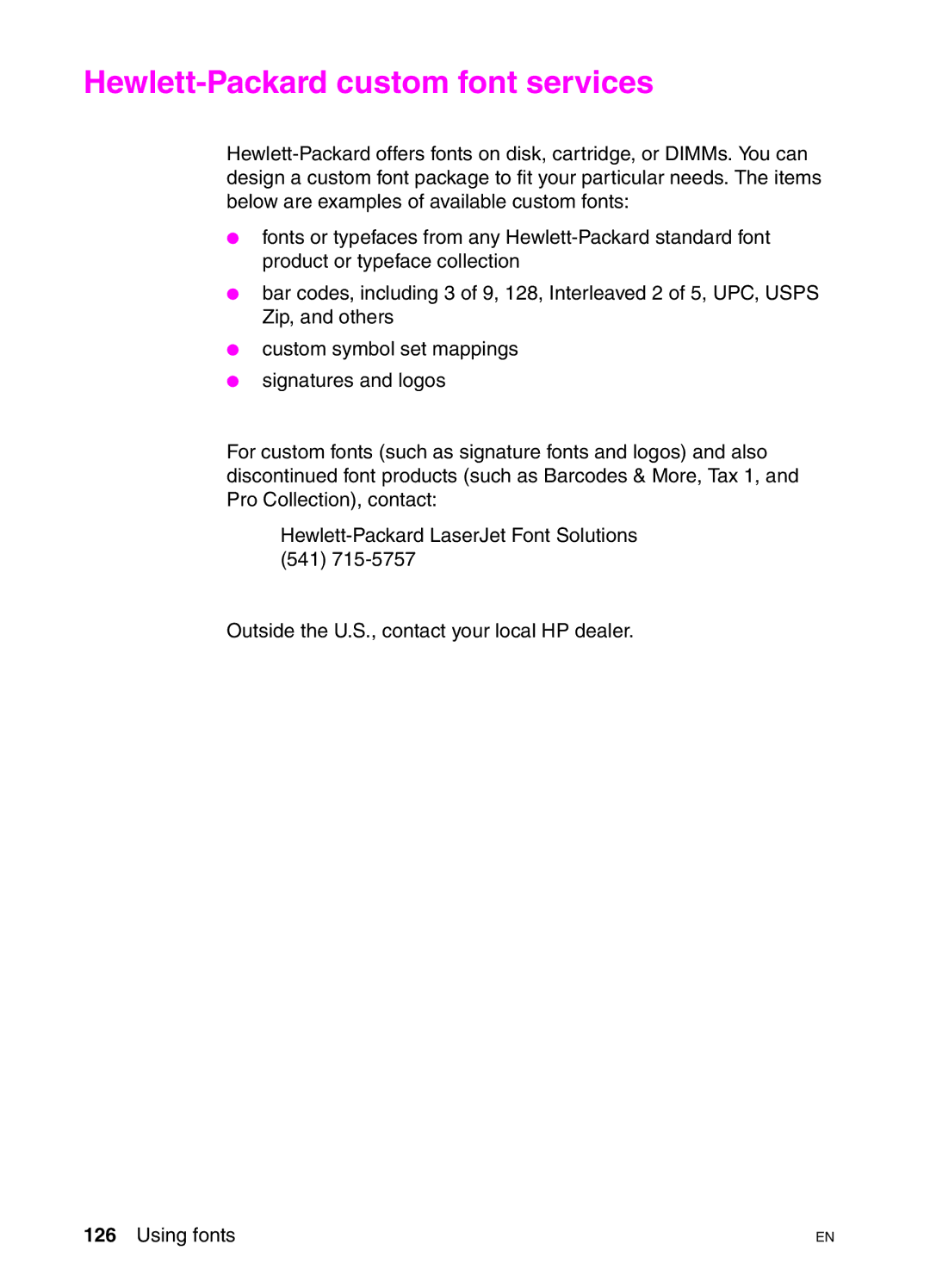 HP 4550DN, 4550N, 4550HDN manual Hewlett-Packard custom font services 