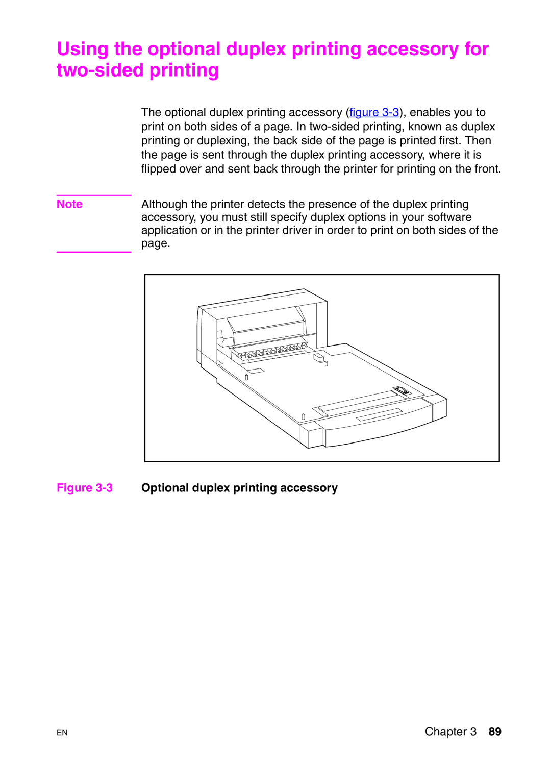 HP 4550HDN, 4550DN, 4550N manual 3Optional duplex printing accessory 