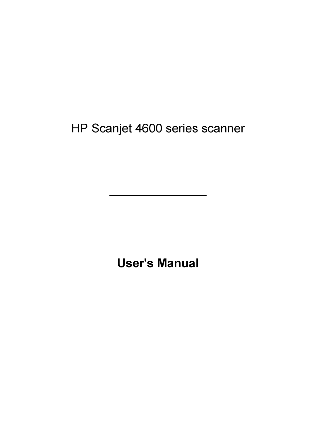 HP manual HP Scanjet 4600 series scanner 