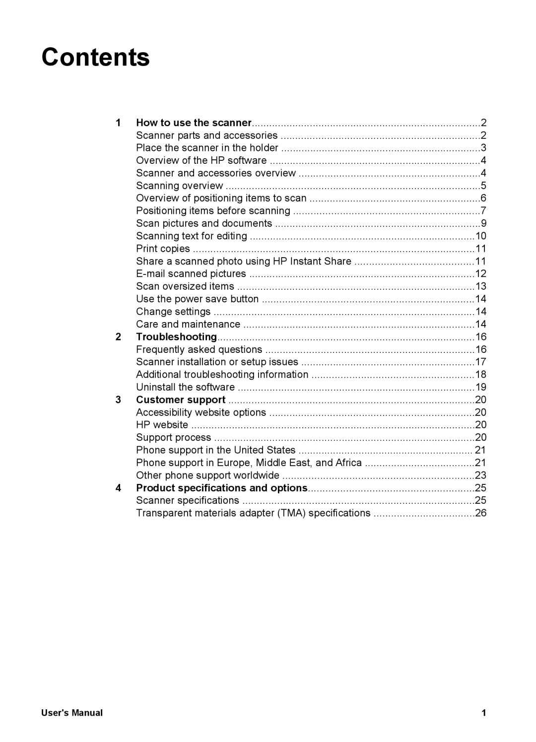 HP 4600 manual Contents 