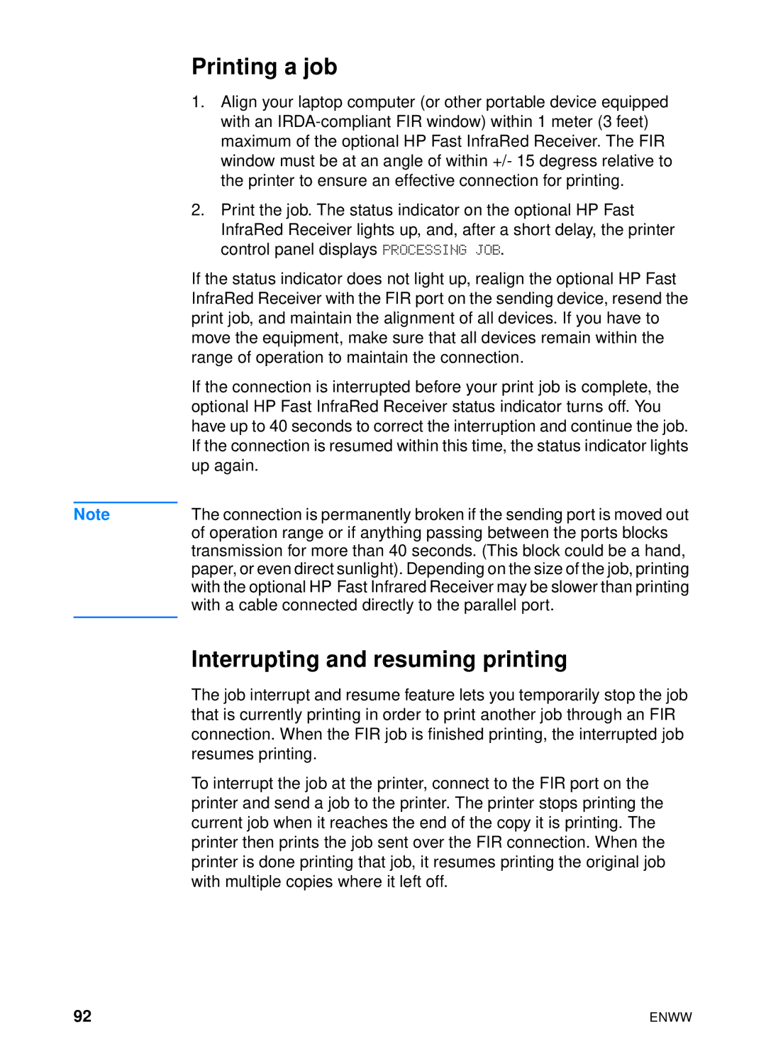 HP 4600hdn 4600n manual Printing a job, Interrupting and resuming printing 