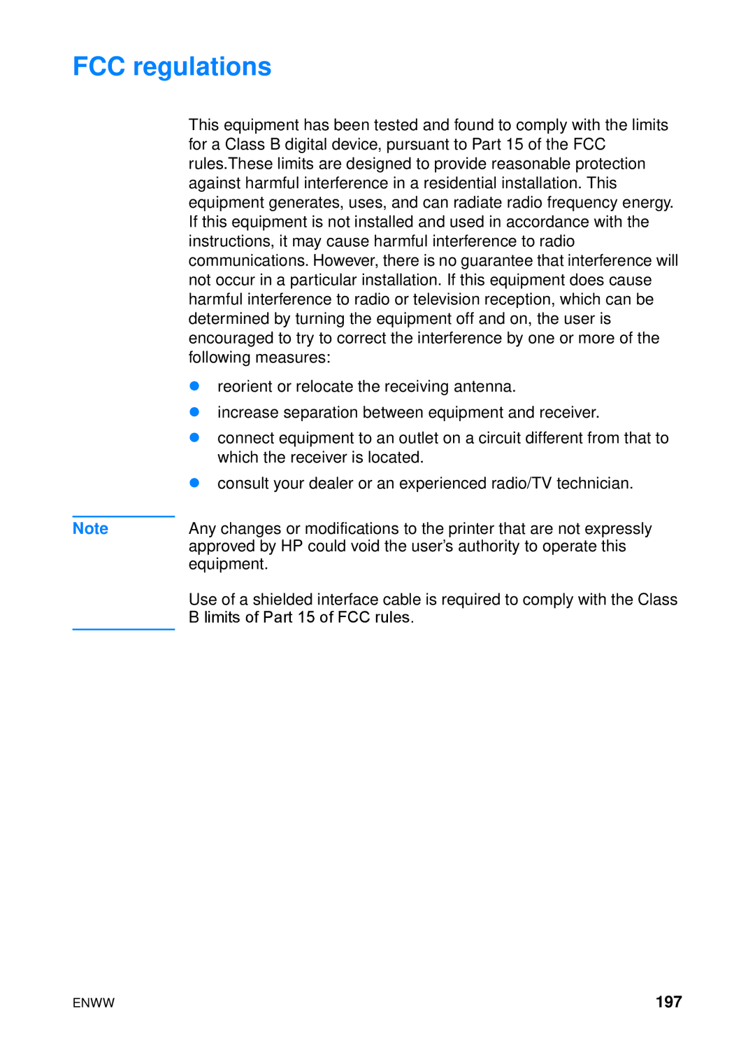 HP 4600hdn 4600n manual FCC regulations, 197 