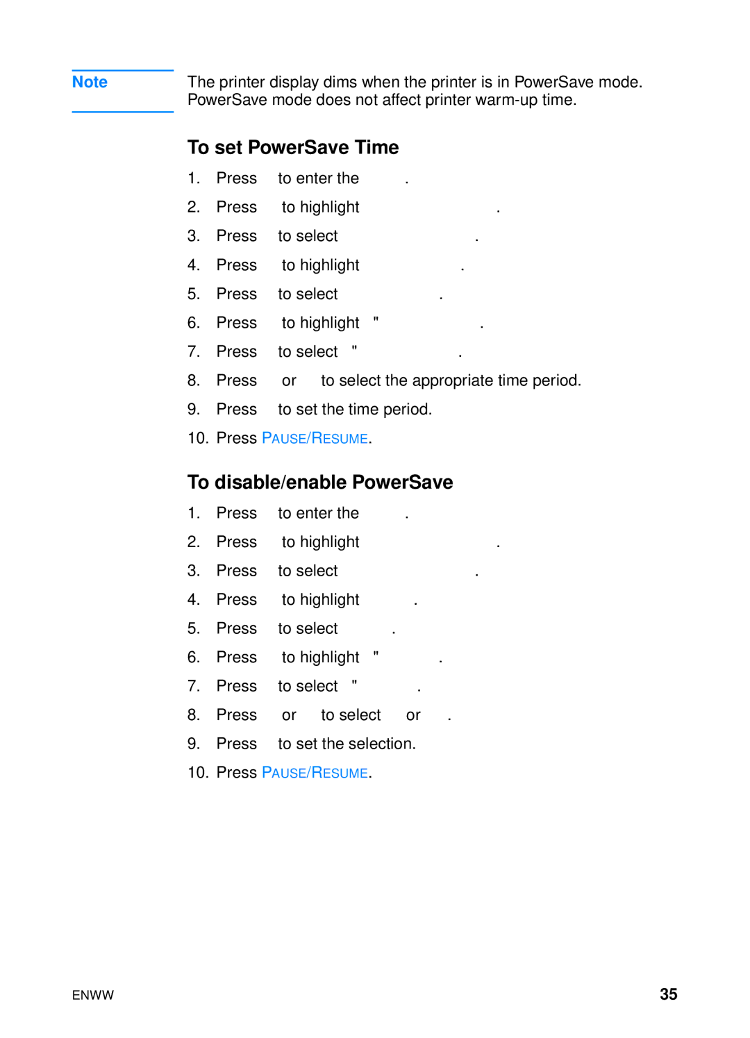 HP 4600hdn 4600n manual To set PowerSave Time, To disable/enable PowerSave 