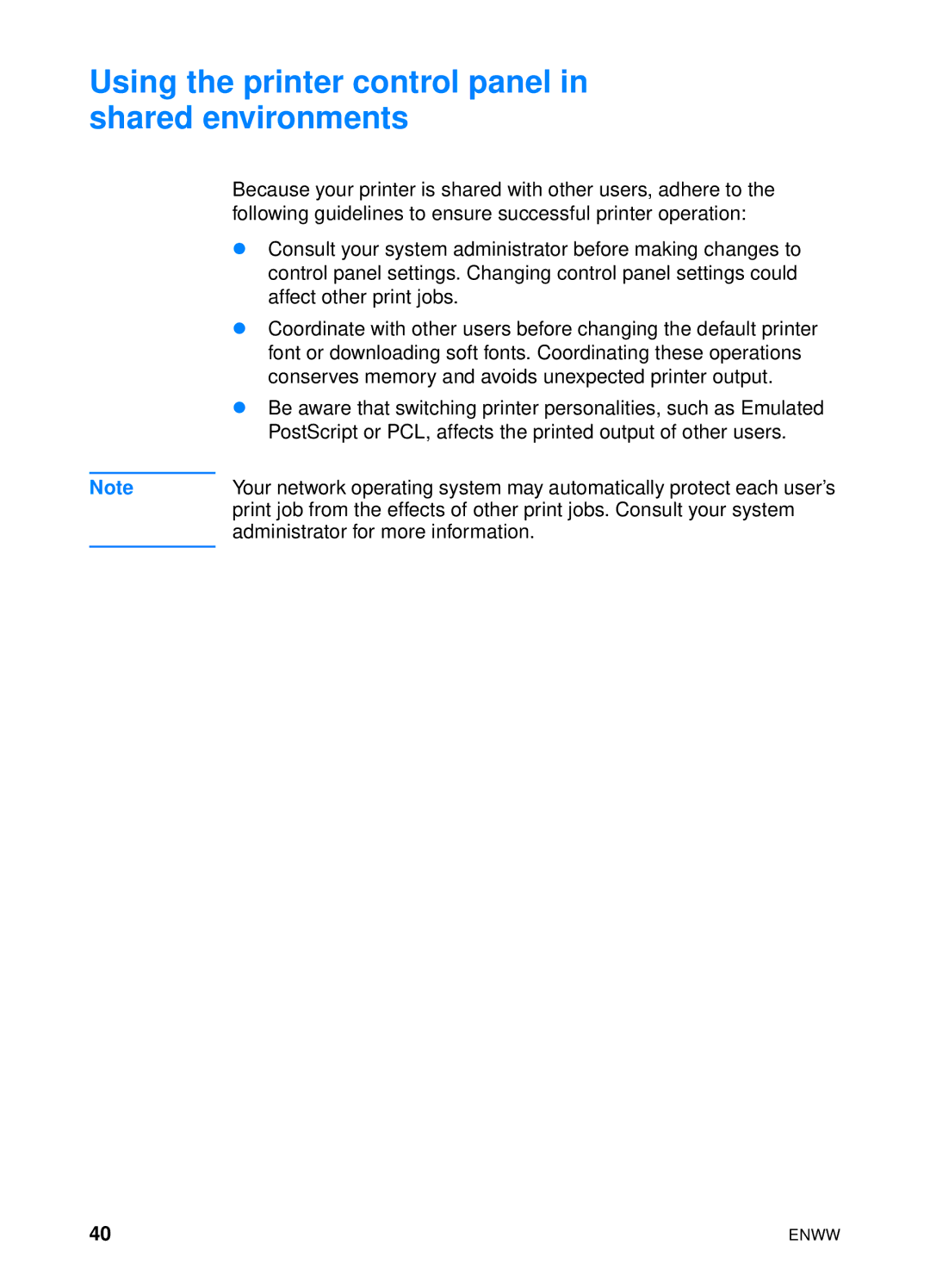 HP 4600hdn 4600n manual Using the printer control panel in shared environments 