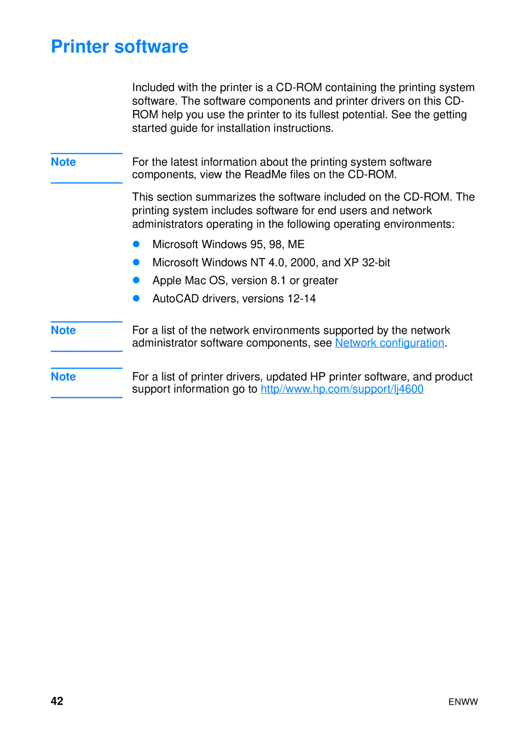 HP 4600hdn 4600n manual Printer software 