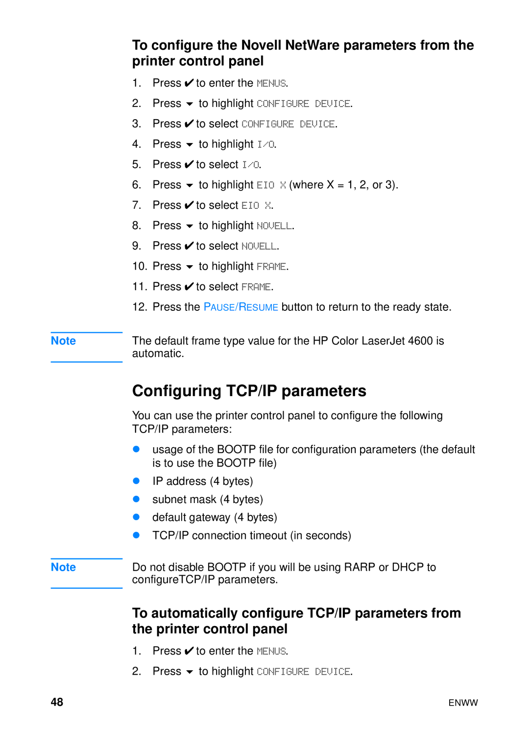 HP 4600hdn 4600n manual Configuring TCP/IP parameters 