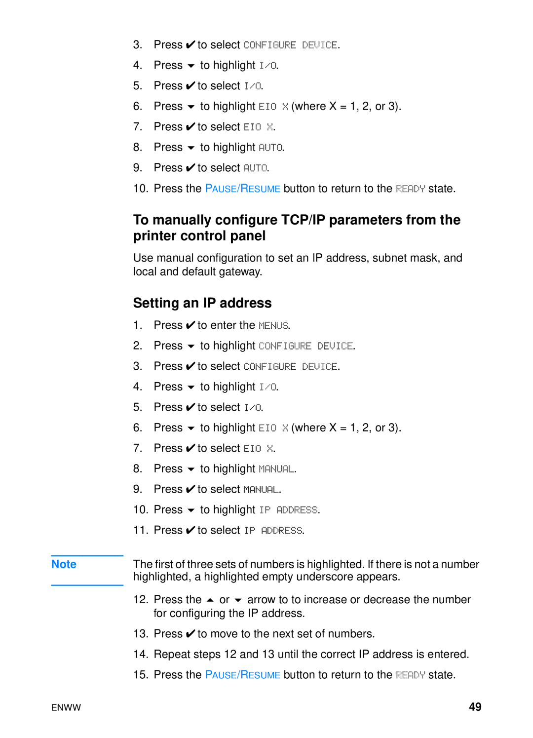 HP 4600hdn 4600n manual Setting an IP address 