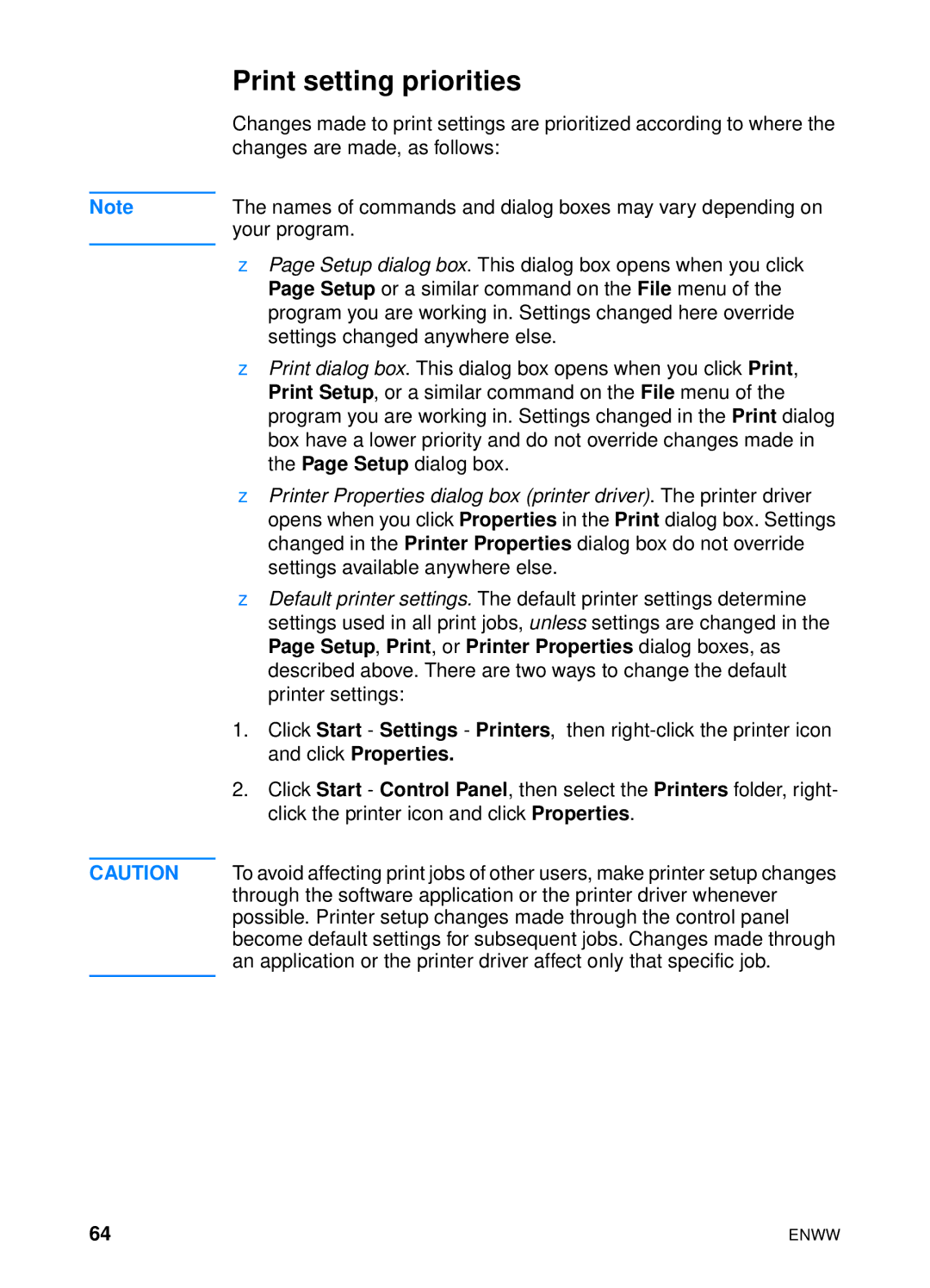 HP 4600hdn 4600n manual Print setting priorities 