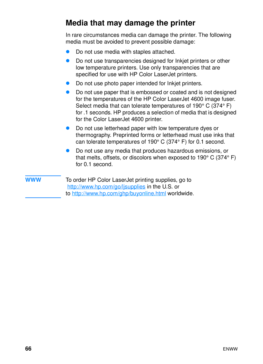 HP 4600hdn 4600n manual Media that may damage the printer 