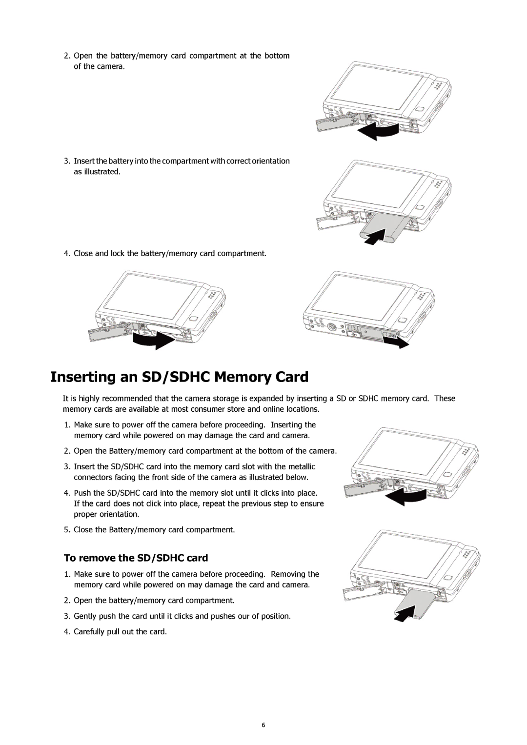 HP 460t manual Inserting an SD/SDHC Memory Card, To remove the SD/SDHC card 