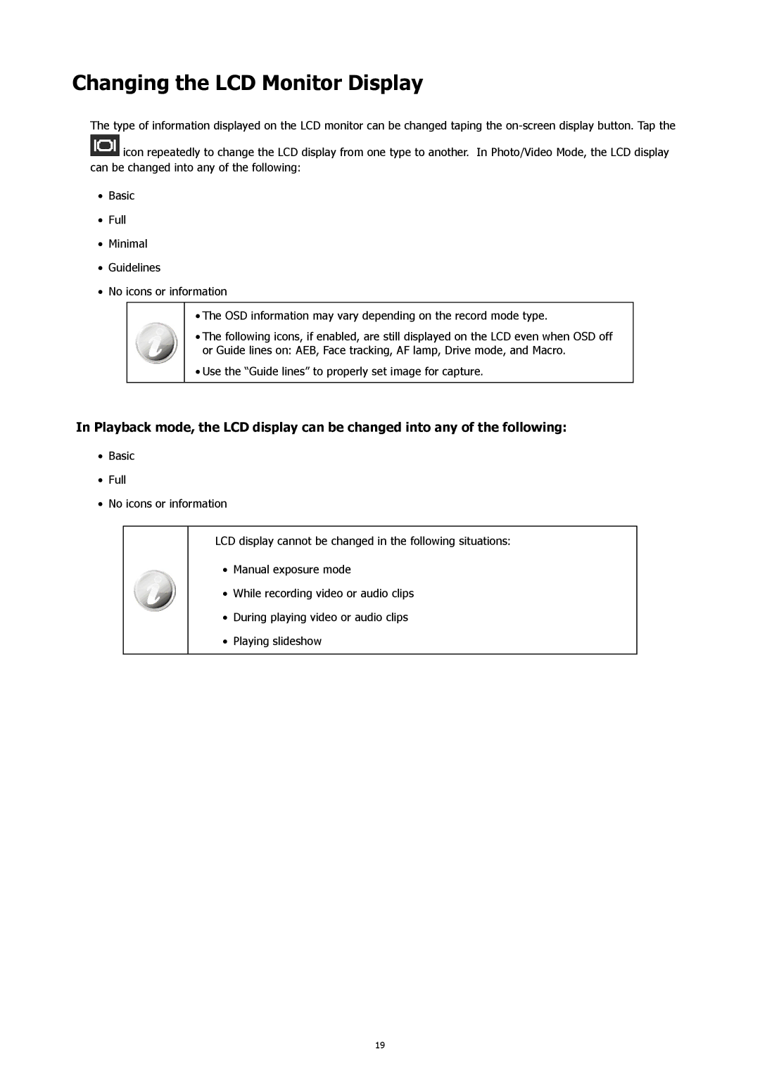 HP 460t manual Changing the LCD Monitor Display 